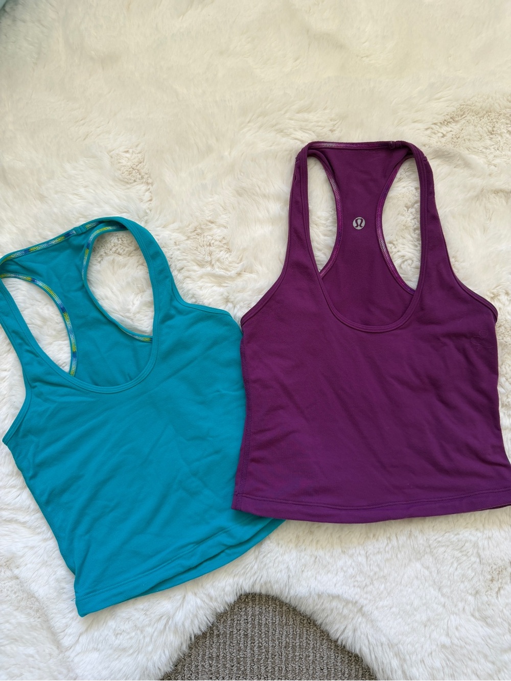 lululemon Cropped Racerback Tank Tops XS — Teal and Plum